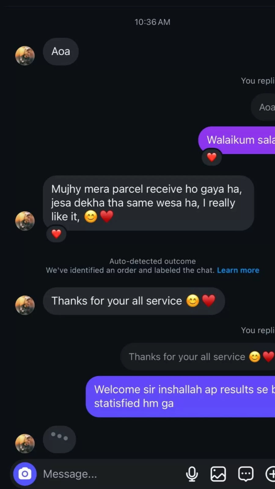 Customer review screenshot