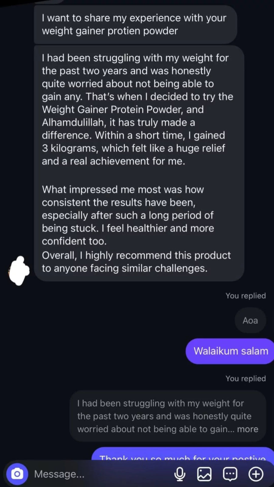 Customer review screenshot