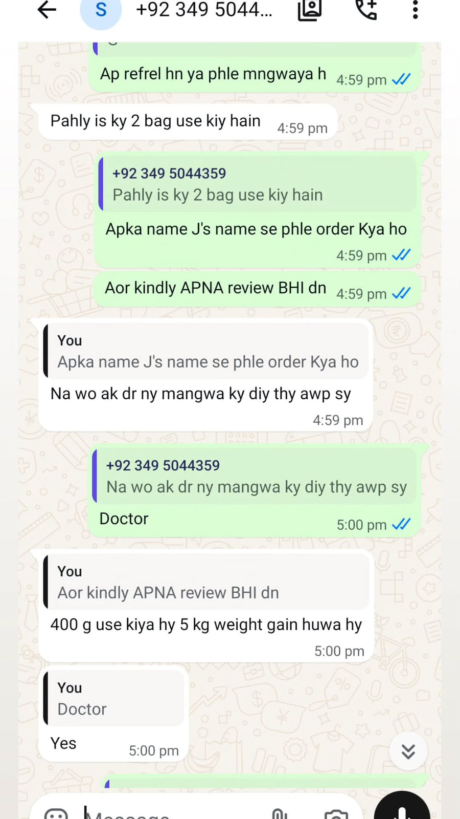 Customer review screenshot