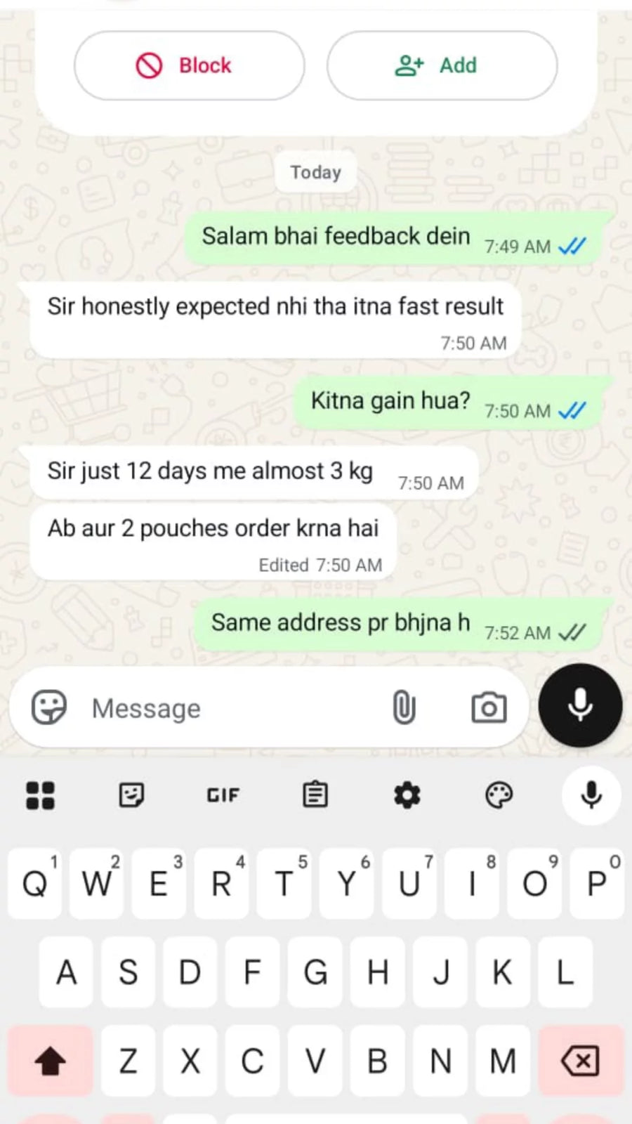 Customer review screenshot