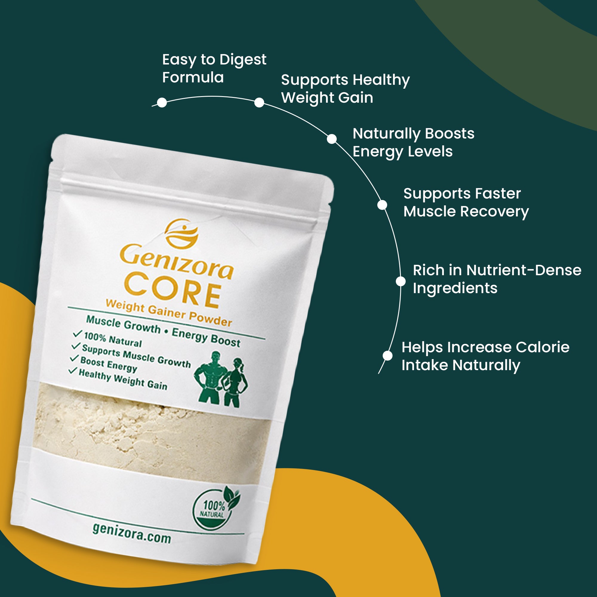 Genizora Core Weight Gainer Powder – Vanilla Flavor for Healthy Weight & Mass Gain