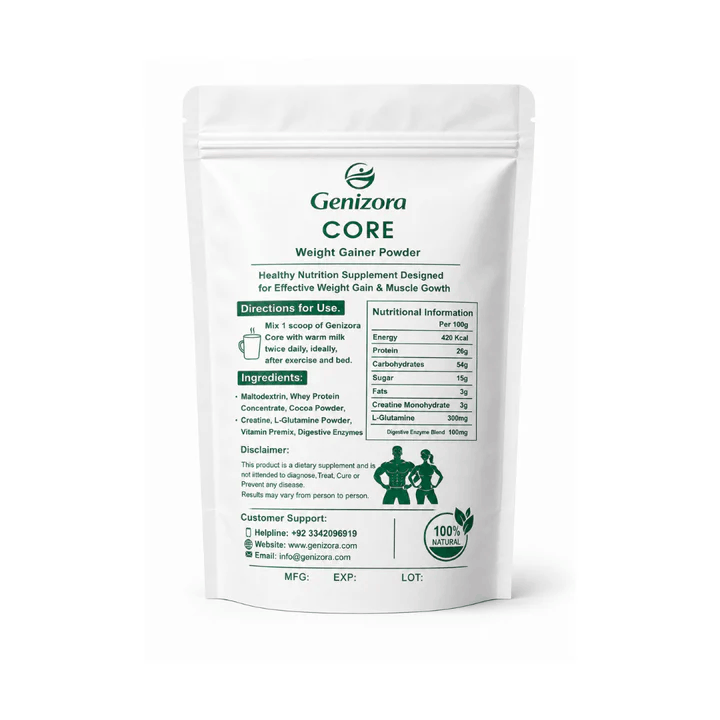 Genizora Core Weight Gainer Powder – Vanilla Flavor for Healthy Weight & Mass Gain